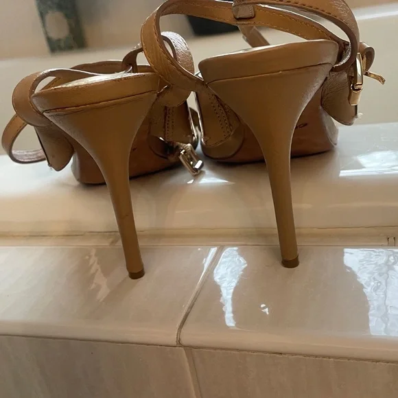 Coach Brown and Gold Strappy Heels - Picture 6 of 9